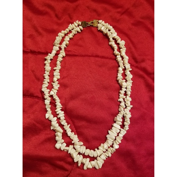 Vintage Double Natural Creme Coral Branch Necklace 12" Antique - Picture 5 of 5